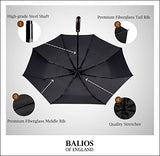 Balios Real Wood Handle Umbrella Windproof Fiberglass Steel Auto Open & Close Travel Folding With