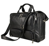Men Vintage Black Genuine Leather Briefcase Office Business Messenger Bag