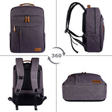 Estarer Laptop Backpack w/USB Charging Port for Men Women, Water Resistant Canvas Backpack School