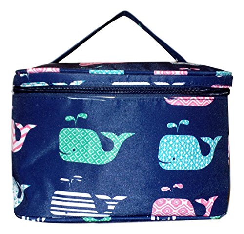 Fashion Print Soft Case Cosmetic Bag Can Be Personalized Or Monogrammed (Navy Whale)