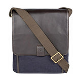 Hidesign Aiden Canvas And Leather Cross Body, Medium, Blue
