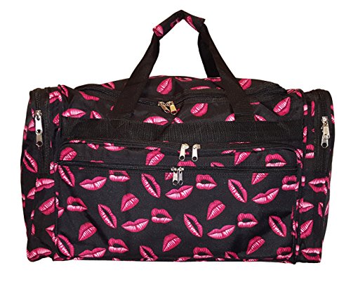22" Fashion Multi Pocket Gym Dance Cheer Travel Carry On/Duffle Bag (Blank - Hot Lips)