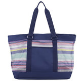 Eastsport Mesh Tote Beach Bag, Indigo/Printed Stripe Mesh