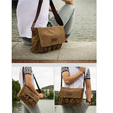 mens Small Vintage Canvas Messenger Bag Ipad Shoulder Bag Travel Portfolio Bag (2101 army green)