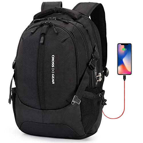 Cross Gear Office Business Computer Backpack with USB Charging Port, Laptop Compartment, Anti Theft