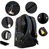 Business Laptop Backpack men water resistant&Anti-theft with USB charging port,office,casual,college school travel backpack,computer bag daypack,15.6 laptop leather professional slim black lightweight