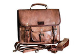 Sharo Leather Bags Wide Three-In-One Backpack/Brief/Messenger (Brown)