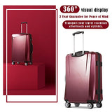 Coolife Luggage 3 Piece Sets PC+ABS Spinner Suitcase 20 inch 24 inch 28 inch