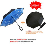 G4Free Compact Folding Golf Umbrella Windproof 48 Inch 9 Ribs Double Canopy Vented with Auto Open
