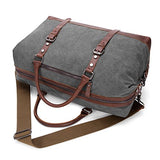 Baosha Oversized Canvas Pu Leather Travel Tote Duffel Bag Weekender Overnight Bag (Grey)