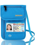 Defway Neck Travel Wallet RFID Passport Holder Waterproof Stash Pouch Blue