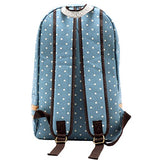 Damara Wave Point Cute Wave Point Canvas Travelling Practical Backpack,Grey Blue