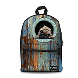 Bigcardesigns Canvas Pug Dog School Bag Backpack For Girls Boys