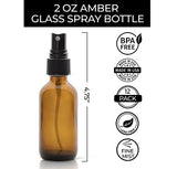 Set Of 12, 2Oz Amber Glass Spray Bottles For Essential Oils - With Fine Mist Sprayers - Made In The