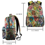 LORVIES Old Vintage Japanese Mix Stamp Lightweight School Classic Backpack Travel Rucksack for Girls Women Kids Teens