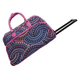 World Traveler Spiral Flower 21-Inch Rolling Duffle Bag, Pink Trim Spiral Flower