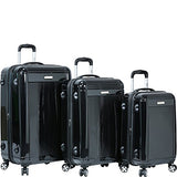 Dejuno Venture 3-Piece Hardside Spinner Luggage Set with TSA Lock, Black, One Size