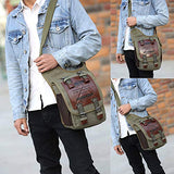 Chikencall Mens Boys Vintage Canvas Bags Retro Casual Shoulder Bag Leather Single Shoulder Cross