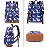 Backpacks for Girls Cute Unicorn School Bags Lightweight for 7+ years old Kids School Bags Backpack with Lunch Box and Pencil Case (Blue-Unicorn)