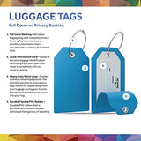 Shacke Luggage Tags with Full Back Privacy Cover w/Steel Loops - Set of 2 (Aqua Teal)