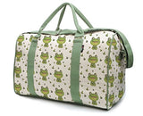 Watercolor Little Frog & Green Leaves-2 Printed Canvas Duffle Travel Bag Was_42