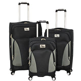 Chariot Prato 3 Piece Lightweight Upright Spinner Luggage Set, Black, One Size