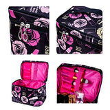 P-SOTER Travel Toiletry Makeup Wash Bag for Cosmetics and Grooming Kit -Black Flower