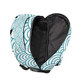 Stylish Japanese Seigaiha Waves Backpack- Lightweight School College Travel Bags, ChunBB 16" x 11.5" x 8"