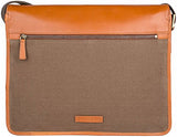 Hidesign Aiden Canvas And Leather Business Laptop Messenger Cross Body Bag, Desert Palm