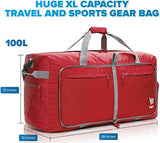 Bago 100L Travel Duffle Bag - Foldable Weekender Bag For Women & Men - Lightweight tier-resistant waterproof Shoe Pocket (Red)
