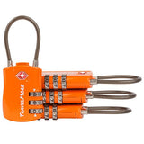 4 Pack TSA Approved Travel Combination Cable Luggage Locks for Suitcases & Backpacks - Orange