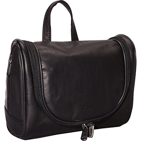Mancini Leather Goods Colombian Leather Deluxe Toiletry Kit (Black)
