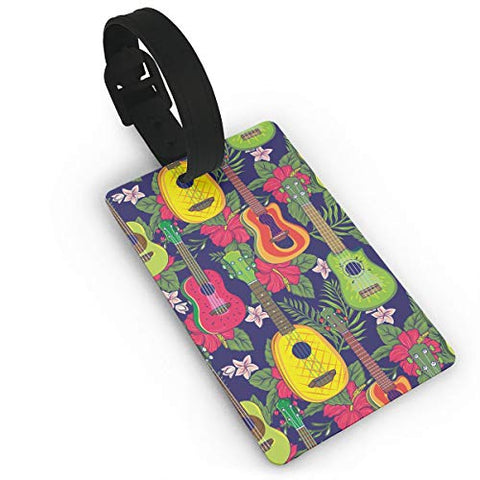Luggage Tags - Colorful Hawaiian Fruity Ukulele And Flower Travel Baggage ID Suitcase Labels