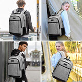 QINOL Travel Laptop Backpack Anti-Theft Work Bookbags With Usb Charging Port, Water Resistant 15.6 Inch College Computer Bag for Men Women (Grey)