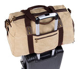 Duffel Bag with Shoe Compartment Canvas Weekender Tote (Khaki)