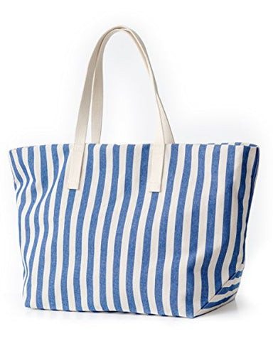 BAGGU Women's Weekend Bag, Roomy and Durable Canvas Carry-on Travel Tote, Summer Stripe