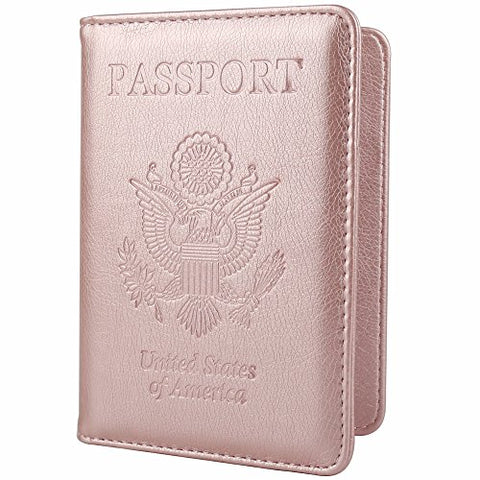 Gdtk Leather Passport Holder Cover Case Rfid Blocking Travel Wallet (Rose Gold)