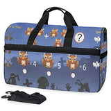 Travel Tote Luggage Weekender Duffle Bag, Game Count The Owl In Halloween Large Canvas shoulder bag