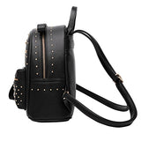 ABage Women's Mini Backpack Purse Casual Rivet Studded PU Leather Daypack Backpack, Black