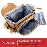 Tan Brown Medium Sized Canvas Carry Bag For Panasonic Lumix Dmc-Zs50 / Dmc-Zs45 / Dmc-Ts6 /