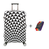 7-Mi 3D Print Infinity White Triangular Design Travel Suitcase Protector Elastic Sleeve Cover 26"-28" Anti-Scratch Luggage Cover Size L with Luggage Strap