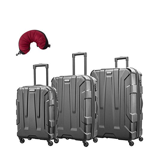 Samsonite Centric 4 Piece Bundle | 20", 24", 28", Travel Pillow (Black)