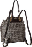 Anne Klein Printed Logo Chain Toggle Backpack, Natural Black