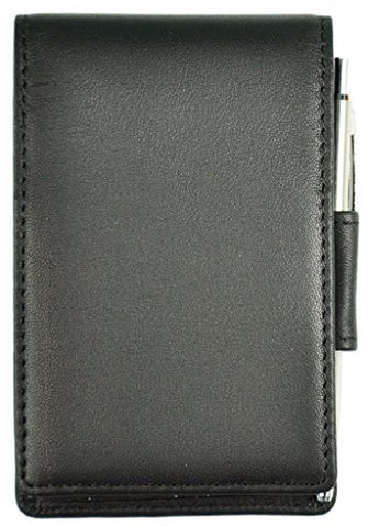 Royce Journalist-Style Leather Flip Notepad, Black