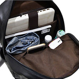 ABage Faux Leather Daypack School Bag Bookbag College School Travel Laptop Backpack, Black1