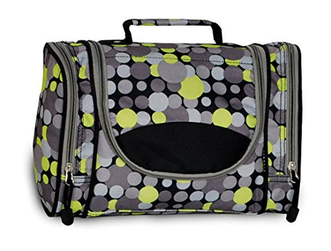 Everest Deluxe Toiletry Bag, Yellow/Gray Dot