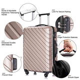 Apelila 5 Piece Luggage Sets,Travel Suitcase Spinner Hardshell Lightweight w/Free Suitcase Cover& Hanger (4PC Champagne Gold With Bag)