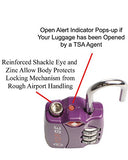 Forge Tsa Lock Purple 4 Pack - Open Alert Indicator, Easy Read Dials, Alloy Body