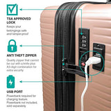 Villago Hardshell 3 Pc Set USB port (Carry-On) Polycarbonate 8 Wheel Spinner with Slash Proof Zipper TSA Lock and Expandable Zipper/Maleta De Viaje De Polycorbonato Con Candado TSA (ROSE GOLD)