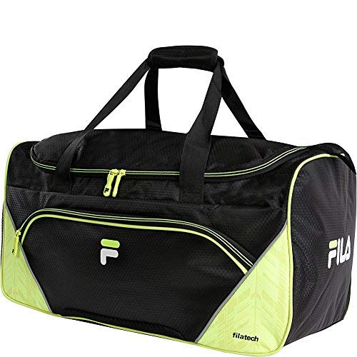 Fila Voltage Medium Duffel Gym Sports Bag, Black/Neon Lime One Size